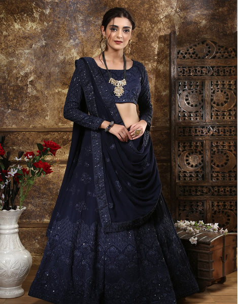 Blue color designer embroidary sequence work lehenga choli