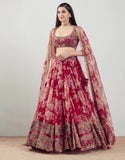 Red color georgette designer Lehenga choli