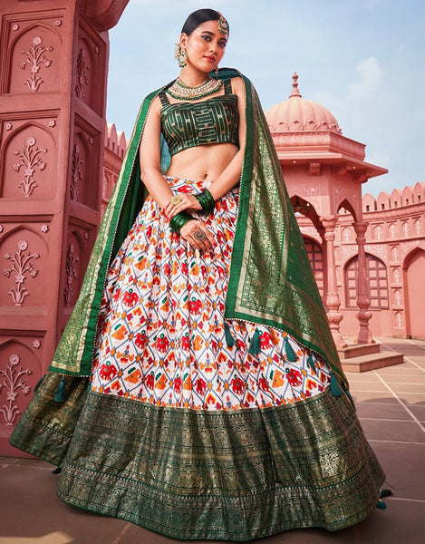 Green Color Designer Printed Lehenga Choli