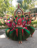 Odissi Style  Green and Pink Color Art Silk Costume