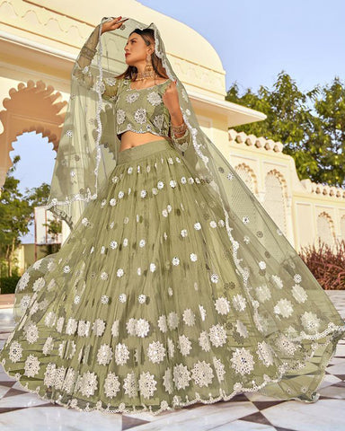 Pear Grey Designer Lehenga Choli