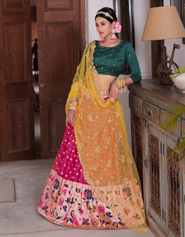 Pink & Yellow Designer Lehenga Choli