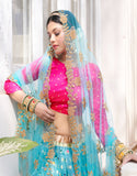 Sky Blue & Pink Designer Lehenga Choli