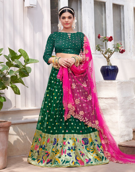 Green & Pink Designer Lehenga Choli