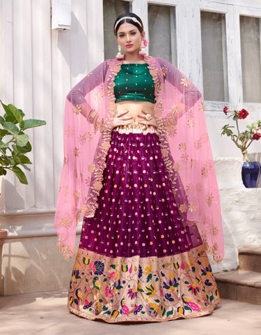 Purpal & Green Designer Lehenga Choli