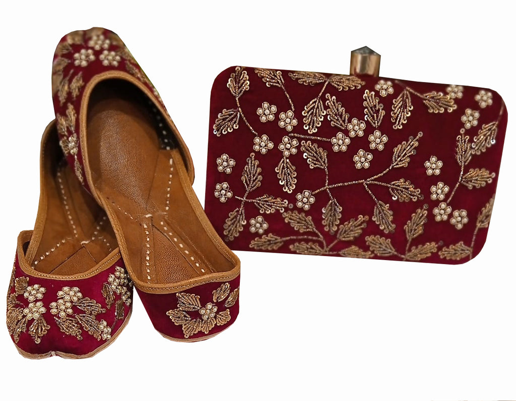 Maroon Color Pure Leather Punjabi Jutti – Sulbha Fashions