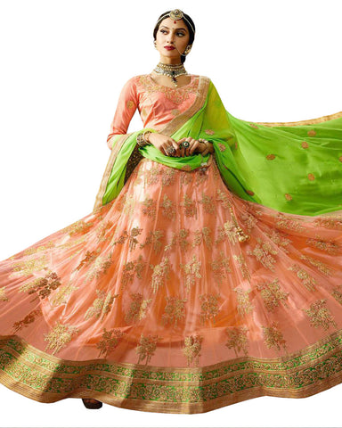 Designer Peach Color Lehenga Choli