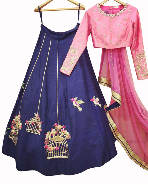 Designer Blue-Pink Color Lehenga Choli