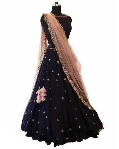 Designer Navy Blue Color Lehenga Choli