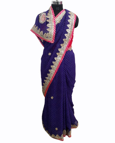 Navy Color Gota Patti Saree