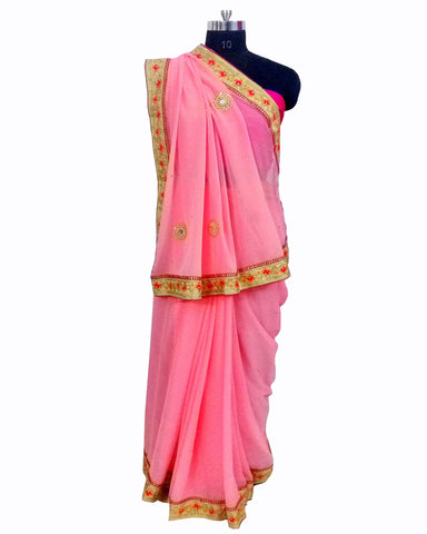 Lignt Pink Color Gota Patti Saree