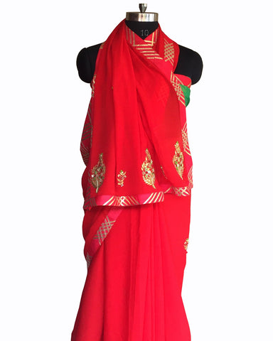 Red Color Gota Patti Saree