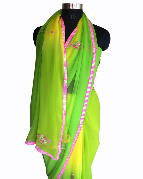 Green Color Gota Patti Saree