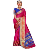 Kanchivaram Silk Saree In Pink And Blue Colour