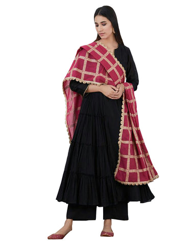 Black Color Cotton Designer Suit