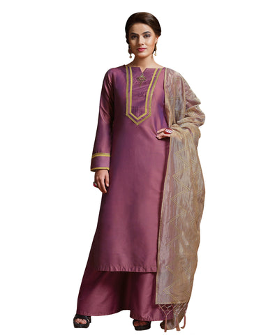 Purple & Coco Silk Palazzo Suit
