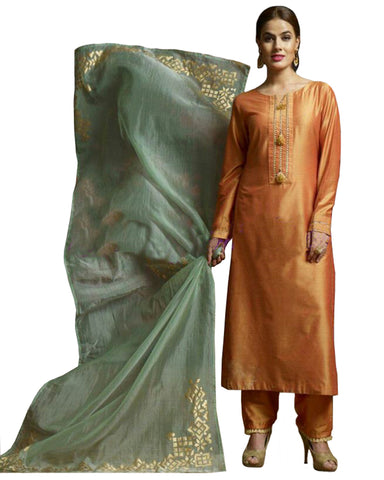 Orange & Grey Color Silk Palazzo Suit