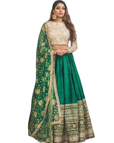 Hit Fency Green Bengalori Sillk Full Embrodari Work Lehenga