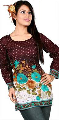 Brown Cotton Printed Designer Top