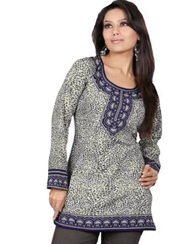 Green and Brown Color Cotton Printed Designer Top