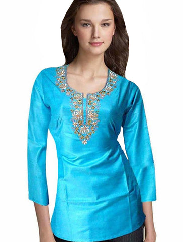 Pink Cotton Silk Kurti