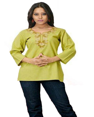 Green Cotton Silk Kurti