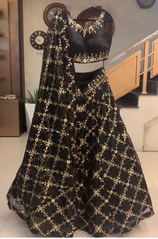 Black color Georgette Designer Lehenga Choli