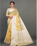 Beautiful Yellow Color Banarasi Silk Saree with Beautiful Silver Zari Weaving for Special Occasion