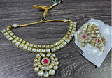 Beautiful High Quality Golden White Color Kundan Necklace with Back Meenakari
