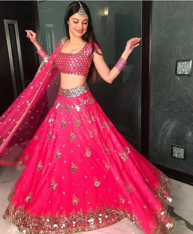 Beautiful Pink Color Designer Lehenga Choli with Mirror and Sequins Work