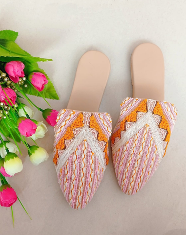 Beautiful Pink and Yellow Color Comfortable Mules