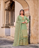 Beautiful Dola Jacquard Embroidery Designer Salwar Suit for Special Occasion