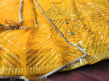 Faux Georgette Yellow Color Designer Lehenga Choli with Mirror Work