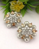 Magnificent White and Light Brown Color Earrings for Special Occasion