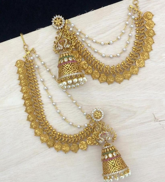 Beautiful Golden Color Jhumka with Pearls