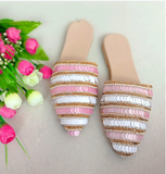 Beautiful White and Pink Color Comfortable Mules