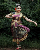 Beautiful Mulberry and Golden Color Art Silk Bharatnatyam Costume