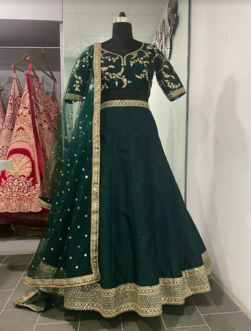 Buy attractive green color lehenga for mehendi function