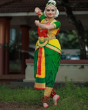 Attractive Yellow and Green Color Art Silk Bharatnatyam Costume