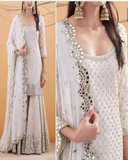 Charming White Color Georgette Sharara Suit for Special Occasion