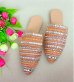Beautiful Pink Color Comfortable Mules with Lustrous Mirror Work