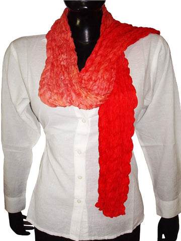 Red Wrinkled Silk Scarves