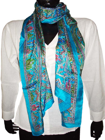 Blue Designer Silk Scarves