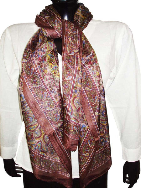 Brown Designer Silk Scarves
