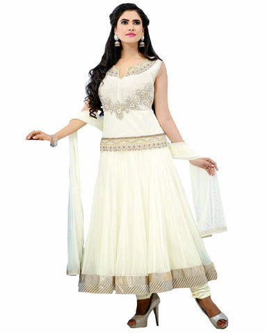 Designer Off White Anarkali Suit