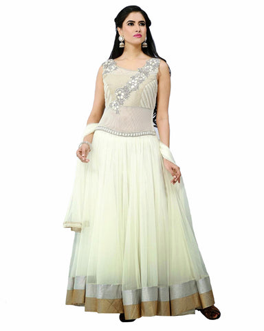 Designer Butter Cream Anarkali Suit