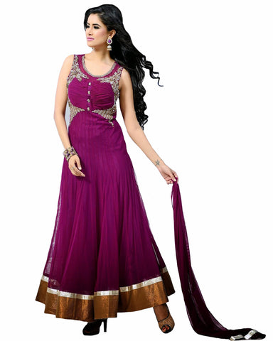 Designer Plum Anarkali Suit