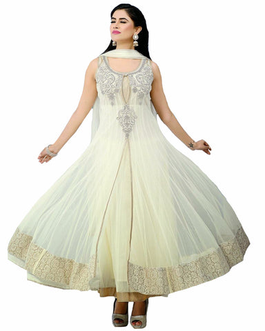 Designer Sea Off White Anarkali Suit
