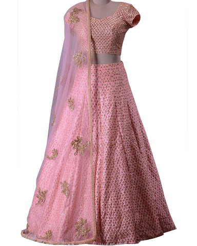 Pink Color Banarsi Silk Designer Lehenga Choli