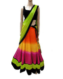 Dandiya Navratri Parrot Green & Multi Color Silk Gota Chaniya Choli